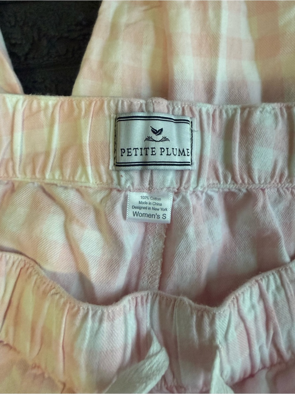 Light Pink Gingham Women's Pajama Pants - Soft Sleepwear - Picture 3 of 5